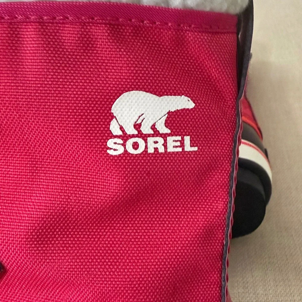 Sorel Winter Carnival Waterproof Boots Pink Black Faux Fur Kids Size 3